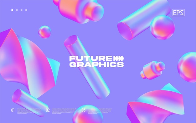 그래디언트 기하학적 모양을 가진 3D 배경