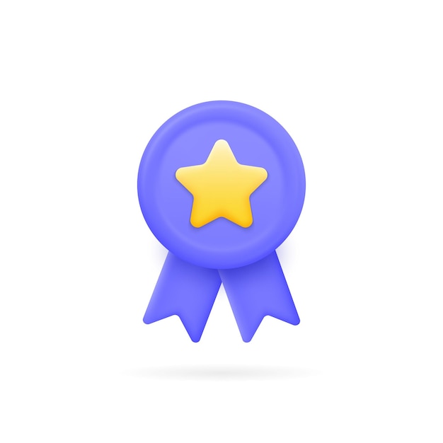 3d badge with ribbons and a star premium quality mark
