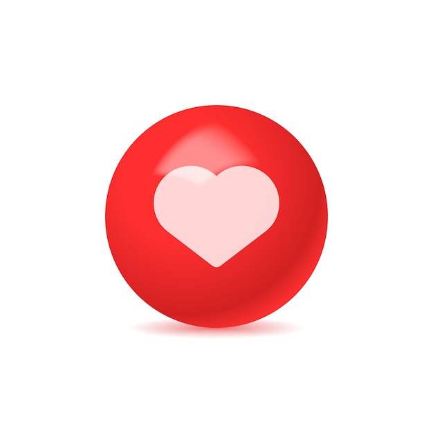 3d ball heart icon isolated on white background Concept of social networks