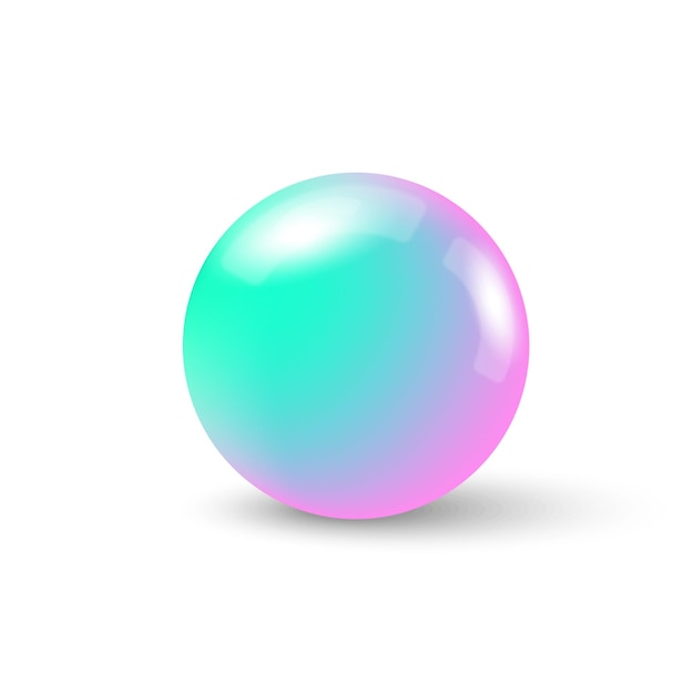 3d ball icon metal sphere geometric shape realistic sphere glossy turquoise and lilac gradient