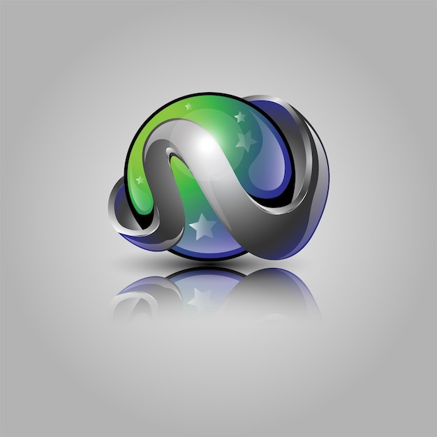 Vettore logo design 3d ball