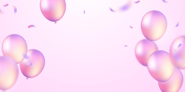 3D дизайн воздушного шара элегантный розовый для векторной иллюстрации празднования вечеринки