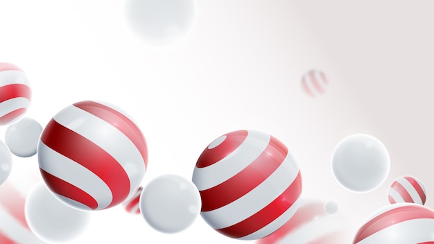 Composizione di palle 3d. palline bianche e rosse.
