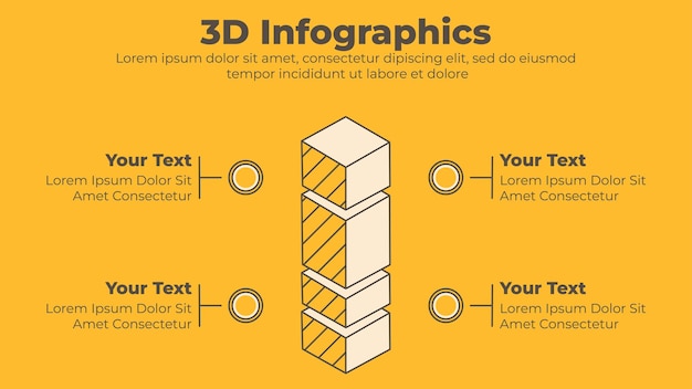 벡터 3d 막대 차트 4 단계 비즈니스 infographic 템플릿