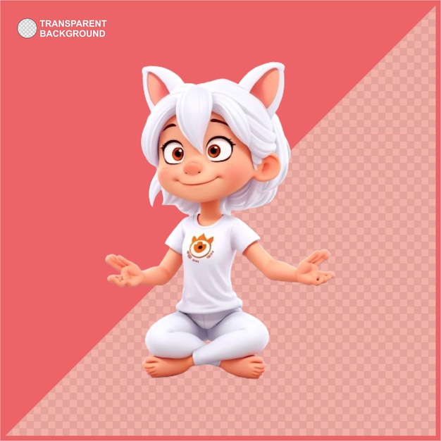 3d beautiful yoga mascot illustration transparent background