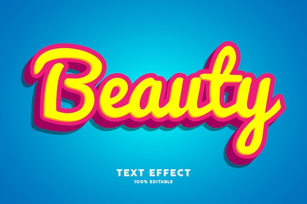 Vector 3d beauty red yellow font effect