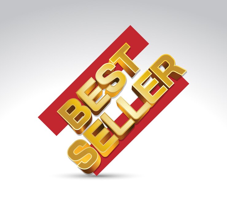 वेक्टर 3d best seller badge or emblem in red and gold. best seller icon for your store