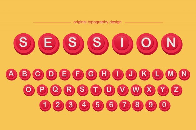 3d bevel red button typography design