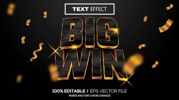 3D-bewerkbaar teksteffect big win thema premium vector