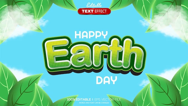 3D bewerkbaar teksteffect Earth Day-thema