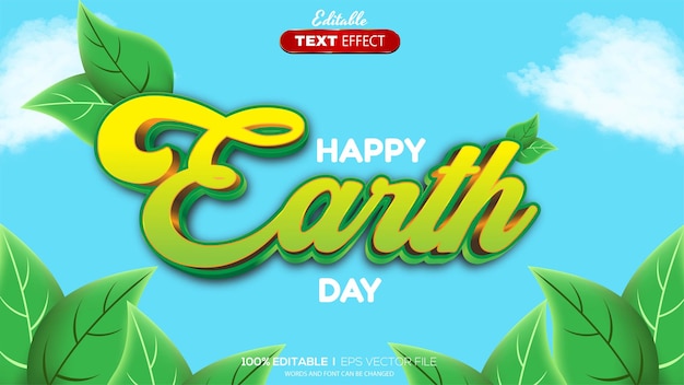 3D bewerkbaar teksteffect Earth Day ThemePrint