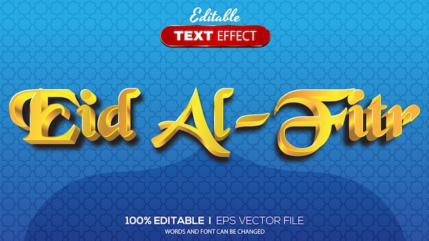 3D-bewerkbaar teksteffect eid al fitr-thema