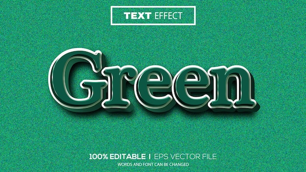 3d bewerkbaar teksteffect groen thema premium vector