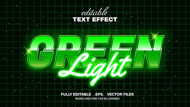 3d bewerkbaar teksteffect ogreen licht thema premium vector