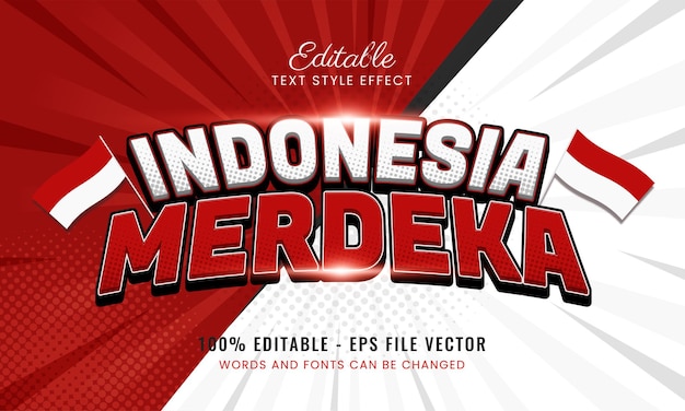 3d bewerkbaar teksteffect voor de onafhankelijkheidsdag van indonesië in cartoonstijl Premium vector