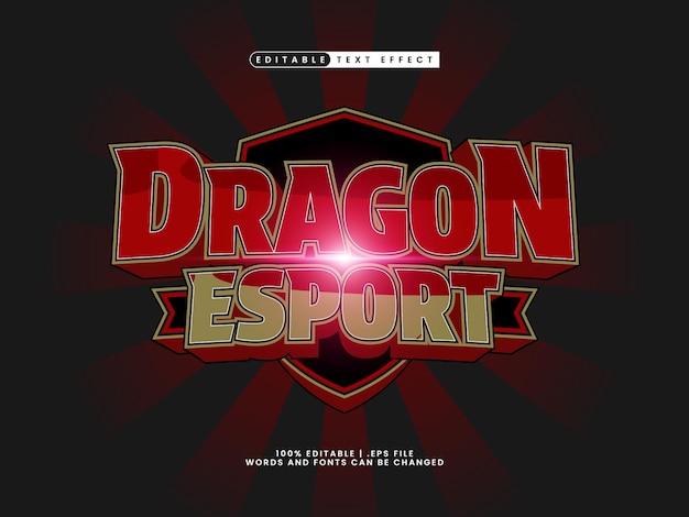 3D bewerkbare tekst-effect met esports logo stijl draak