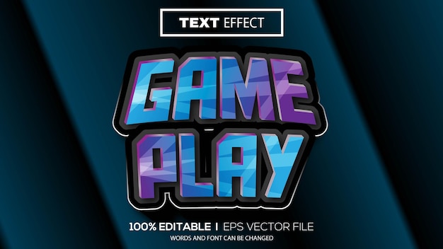 3d-bewerkbare teksteffect game play thema premium vector