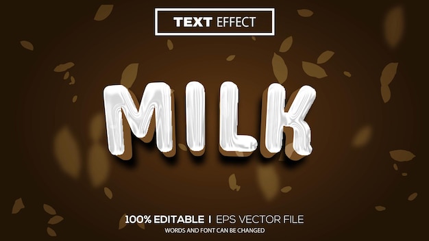 Vector 3d-bewerkbare teksteffect melk thema premium vector