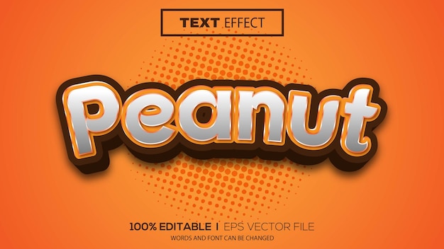 3d bewerkbare teksteffect pinda thema premium vector