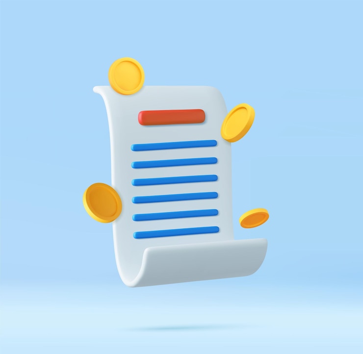 Vector 3d bill met klok en gouden munten voor betalingstransactie financiële metafoor die het concept van het betalen van rekeningen en belastingen van het seizoen onthult 3d rendering vector illustratie