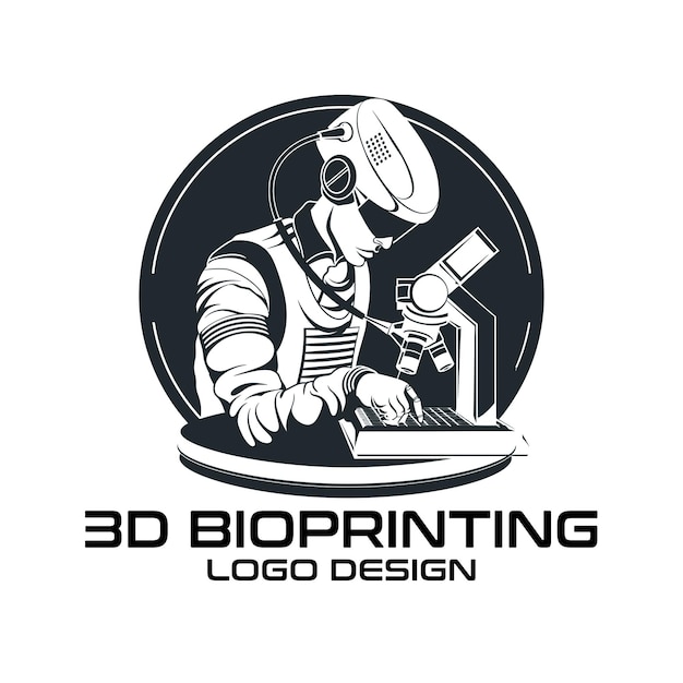 Vector 3d bioprinting vector logo design