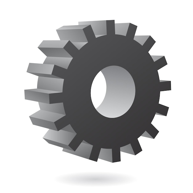 3d Black Cog or Gear Icon