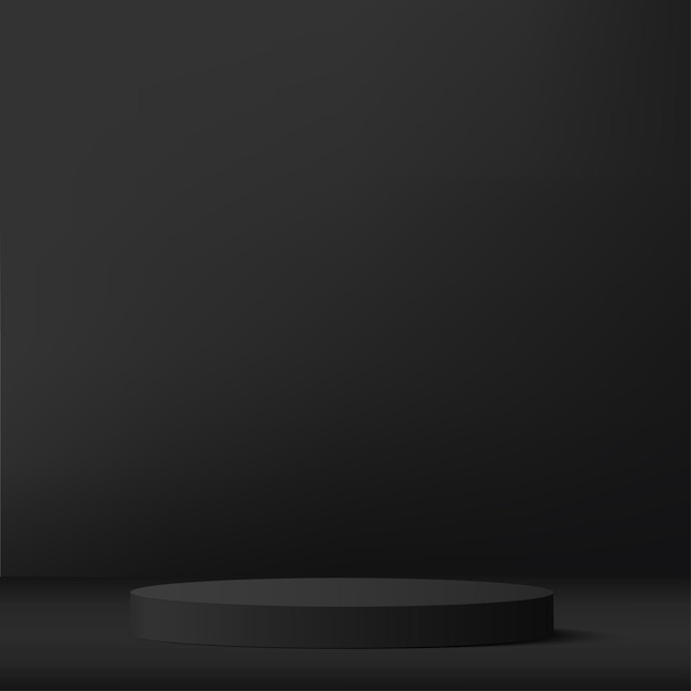3d black color podium and minimal black gold color Vector