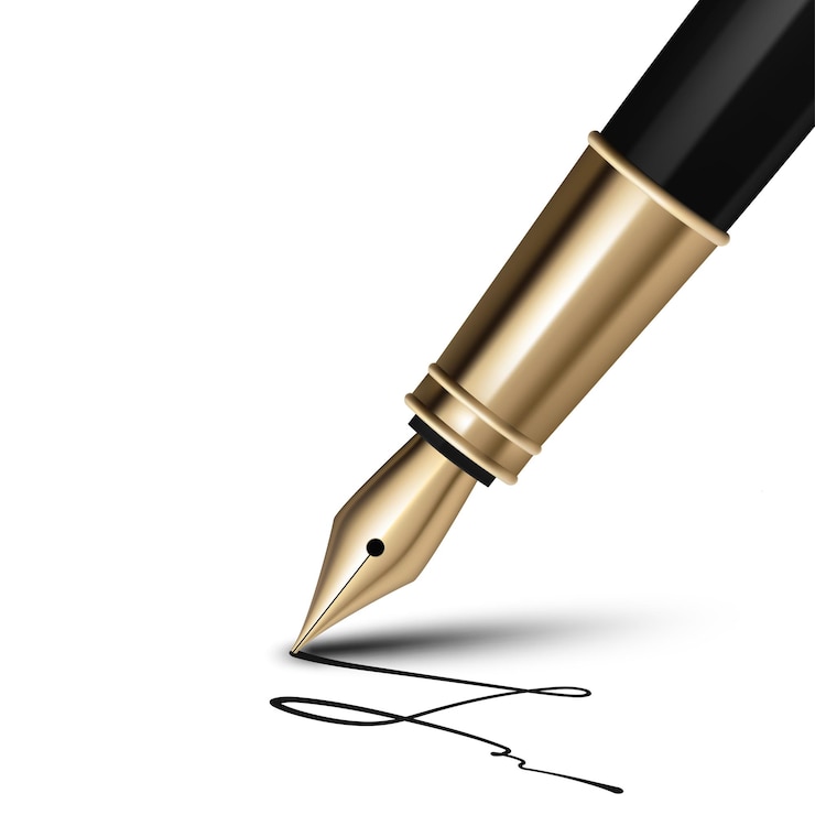 Vector 3d black luxury ink pen with a nib perfect for signing documents in business calligraphy education