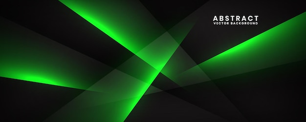 Vector 3d black techno abstract background overlap layer on dark space with green light effect decoration