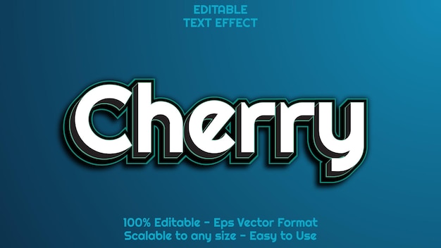 Vector 3d black and white cherry editable style text effect