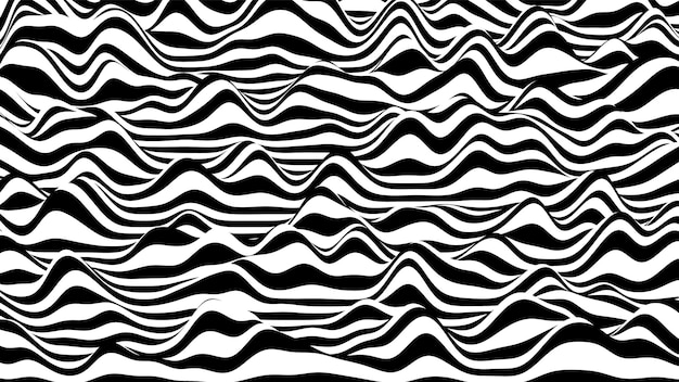 3d black and white ripple stripes distorted backdrop