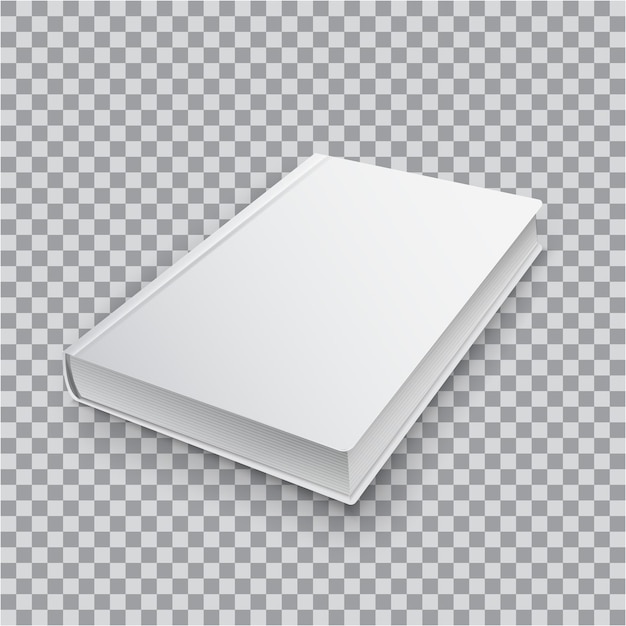 Vector 3d blank book template with white cover on transparent background, perspective top view. realistic mock up of books.