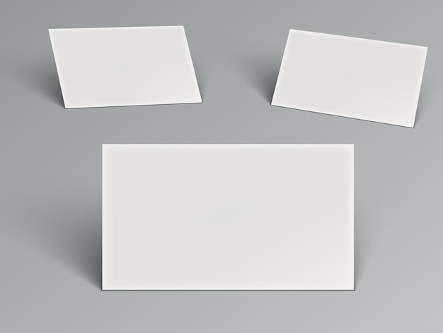 3d blank business card with shadow on gray