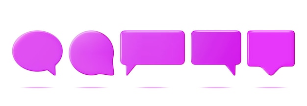 3D Blank Speech Bubbles Set Isolated