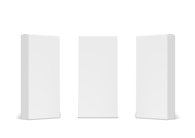 Vector 3d blank white product packaging boxes isolated