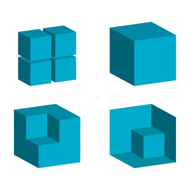 3D blauwe kubieke vorm pictogram voor conceptontwerp Kubus vorm pictogram ontwerpelement Vector illustratie