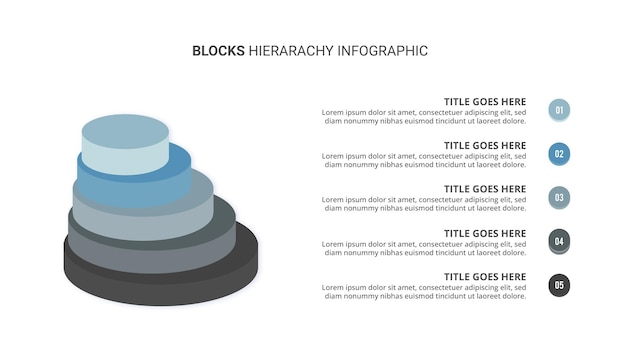 3D-blokken hiërarchie Infographic sjabloonontwerp met 5 lagen