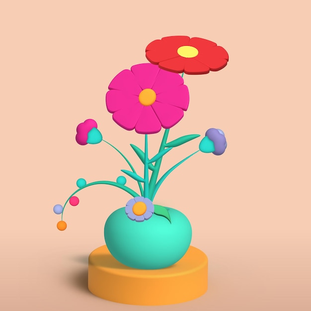 3d blooming flowers for drawing room Decoration or reading room