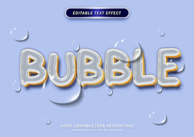 3d blue Balloon style Effect Bubble text style effect mockup editable font