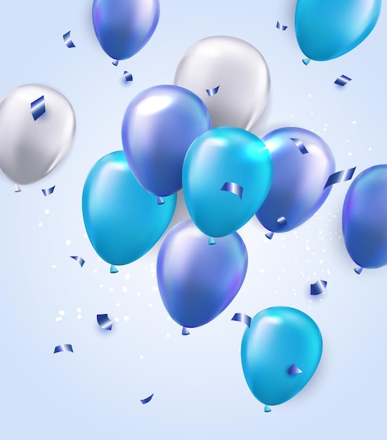 3d blue balloons background.Celebration, Product presentation show cosmetic product podium