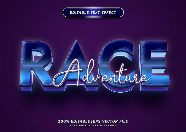 3d blue gradient race adventure text effect editable