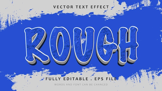 3d blue grunge word rough edotable text effect design