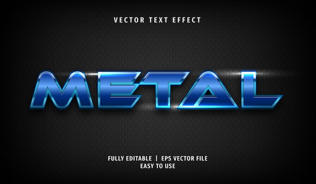 Effetto di testo in metallo blu 3d, stile di testo modificabile