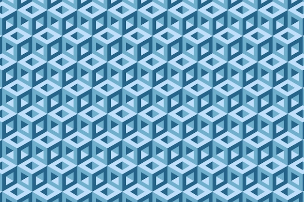 3d blue optical illusion hexagon cubic block pattern vector illustration