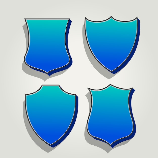 3d blue set of badges and labels