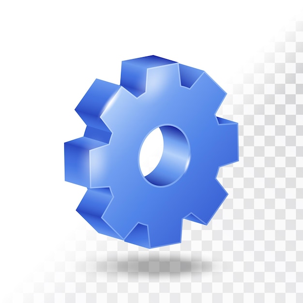 3d blue setting icon and gear symbol isolated