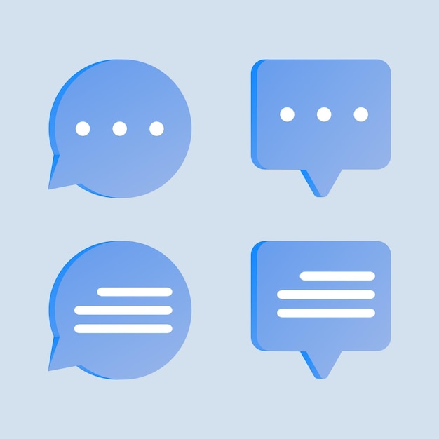 Vector 3d blue speech bubble chat sign collection