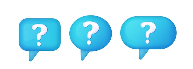 Vector 3d blue speech bubble questions social media chat message icon