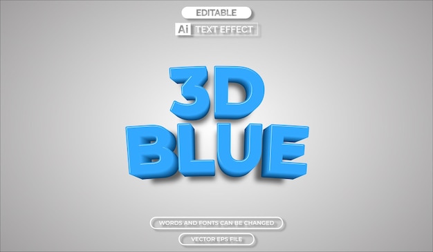 Vettore effetto di testo blu 3d