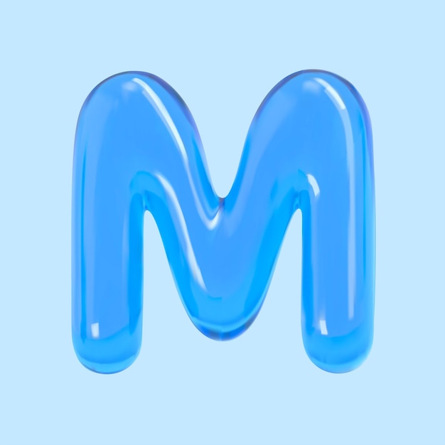 3d blue water balloon letter M